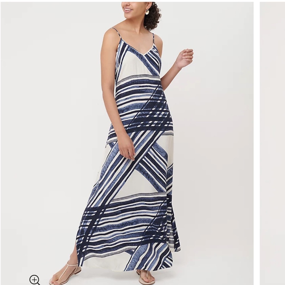 Loft Watercolor Stripe Strappy Maxi Dress